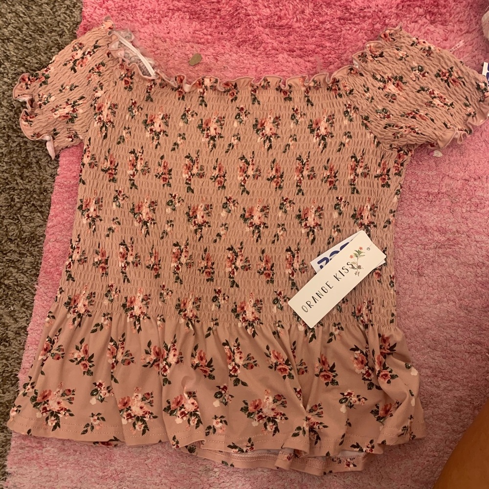 Floral pink peplum